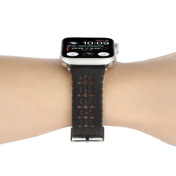 Apple Watch Series 用 ホロー本革ウォッチバンド、7 41mm / 6&SE&5&4 40mm / 3&2&1 38mm、7 45mm / 6&SE&5&4 44mm / 3&2&1 42mm