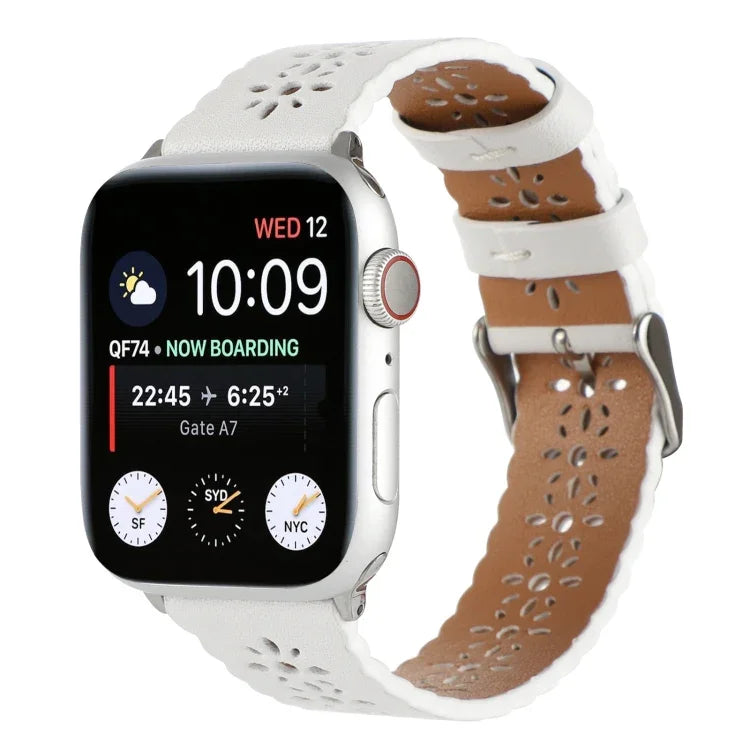 Apple Watch Series 用 ホロー本革ウォッチバンド、7 41mm / 6&SE&5&4 40mm / 3&2&1 38mm、7 45mm / 6&SE&5&4 44mm / 3&2&1 42mm