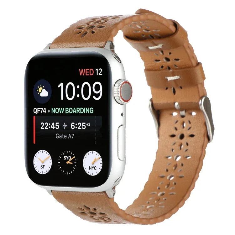 Apple Watch Series 用 ホロー本革ウォッチバンド、7 41mm / 6&SE&5&4 40mm / 3&2&1 38mm、7 45mm / 6&SE&5&4 44mm / 3&2&1 42mm