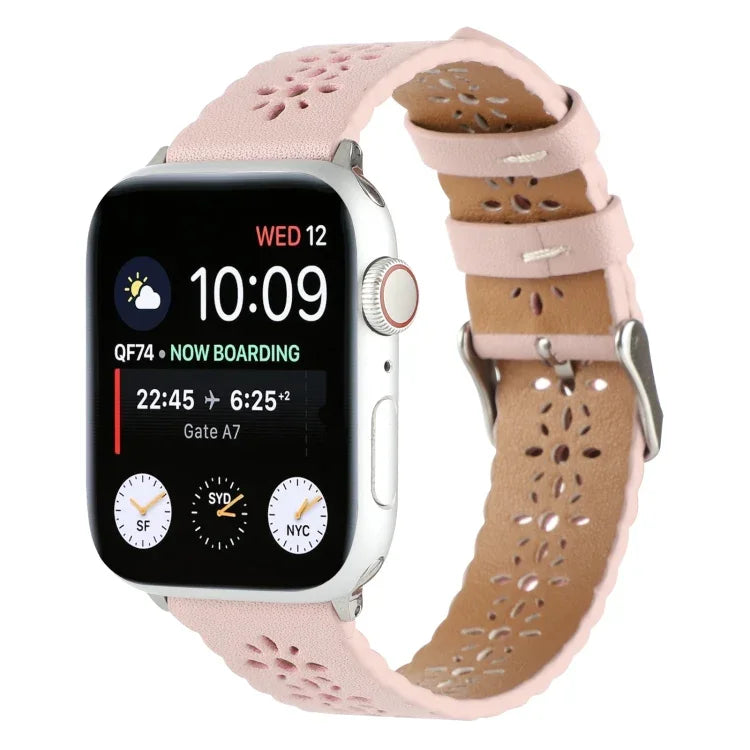 Apple Watch Series 用 ホロー本革ウォッチバンド、7 41mm / 6&SE&5&4 40mm / 3&2&1 38mm、7 45mm / 6&SE&5&4 44mm / 3&2&1 42mm