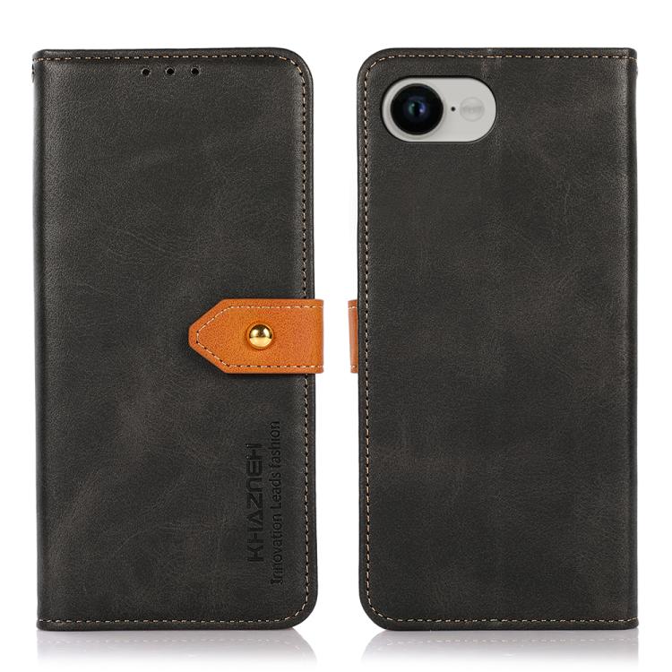KHAZNEH Dual-color Cowhide Texture Flip Leather Phone Case, For iPhone 17e / 16e, For iPhone 17 Pro Max, For iPhone 17 Pro, For iPhone 17, For iPhone Air, For iPhone 16 Pro Max, For iPhone 16 Pro, For iPhone 16 Plus, For iPhone 16, For iPhone 15 Pro Ma...
