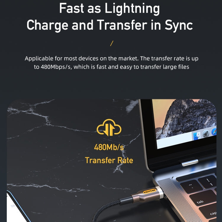 awei CL-125L Type-C / USB-C から 8ピン 急速充電データケーブル、長さ：1m