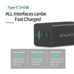 awei PD9 65W GaN 急速充電トラベルチャージャー、EUプラグ