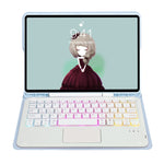 T07B-AS スキンフィール ペンスロット タッチパッド Bluetoothキーボード レザータブレットケース、iPad 9.7 2018＆2017 / Pro 9.7 / Air 2用、iPad 10.2 2021＆2020＆2019 / Air 2019 / Pro 10.5用、iPad Air 11 2025 / 2024 / Pro 11 2021＆2020＆2018用