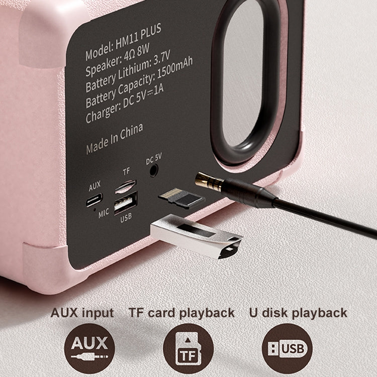 HM11 PLUS ポータブルHIFIミニレトロワイヤレスBluetoothスピーカー、HM11 PLUS（イエロー）、HM11 PLUS（ブラック）、HM11 PLUS（パープル）、HM11 PLUS（ピンク）、HM11 PLUS（グリーン）