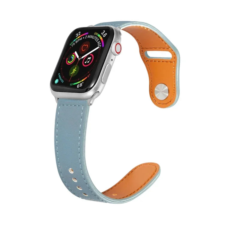 ネイルシルバーバックルレザーウォッチバンド Apple Watchシリーズ用、7 41mm / 6&SE&5&4 40mm / 3&2&1 38mm、7 45mm / 6&SE&5&4 44mm / 3&2&1 42mm