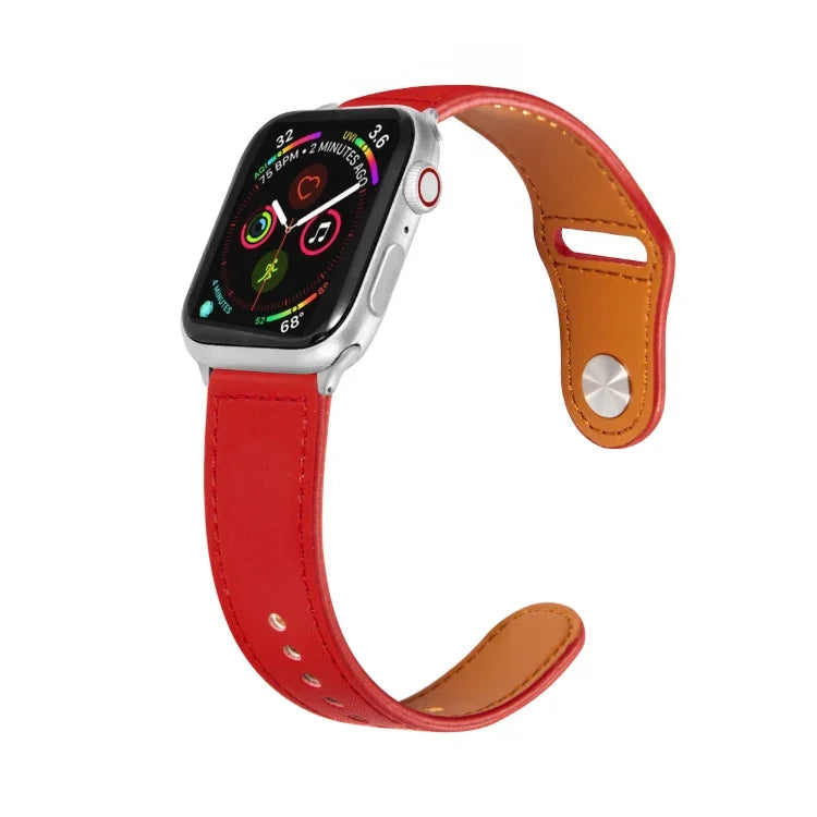ネイルシルバーバックルレザーウォッチバンド Apple Watchシリーズ用、7 41mm / 6&SE&5&4 40mm / 3&2&1 38mm、7 45mm / 6&SE&5&4 44mm / 3&2&1 42mm