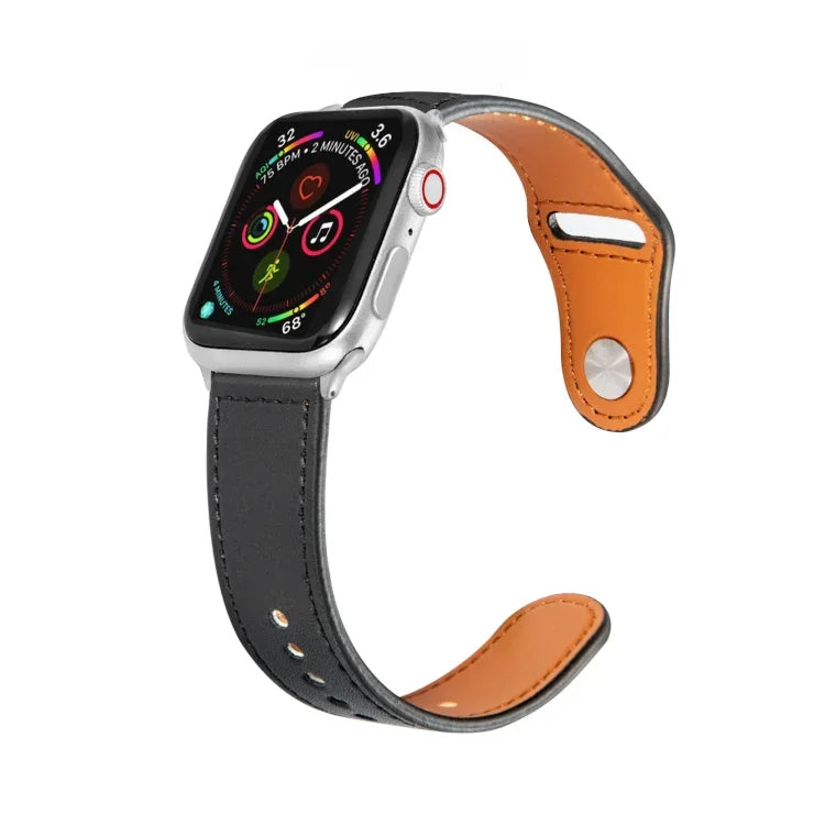 ネイルシルバーバックルレザーウォッチバンド Apple Watchシリーズ用、7 41mm / 6&SE&5&4 40mm / 3&2&1 38mm、7 45mm / 6&SE&5&4 44mm / 3&2&1 42mm