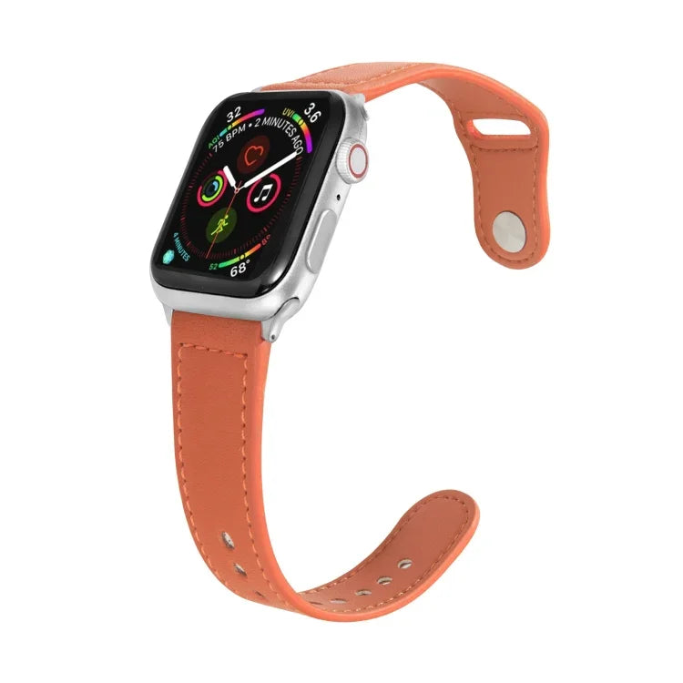 ネイルシルバーバックルレザーウォッチバンド Apple Watchシリーズ用、7 41mm / 6&SE&5&4 40mm / 3&2&1 38mm、7 45mm / 6&SE&5&4 44mm / 3&2&1 42mm