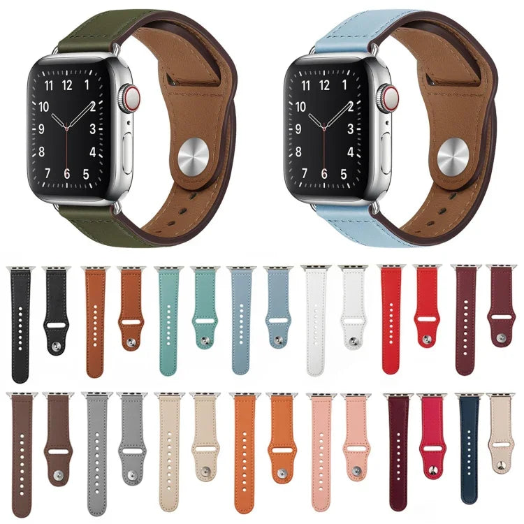 ネイルシルバーバックルレザーウォッチバンド Apple Watchシリーズ用、7 41mm / 6&SE&5&4 40mm / 3&2&1 38mm、7 45mm / 6&SE&5&4 44mm / 3&2&1 42mm
