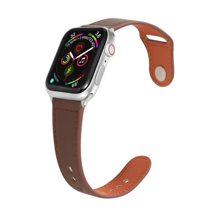 ネイルシルバーバックルレザーウォッチバンド Apple Watchシリーズ用、7 41mm / 6&SE&5&4 40mm / 3&2&1 38mm、7 45mm / 6&SE&5&4 44mm / 3&2&1 42mm