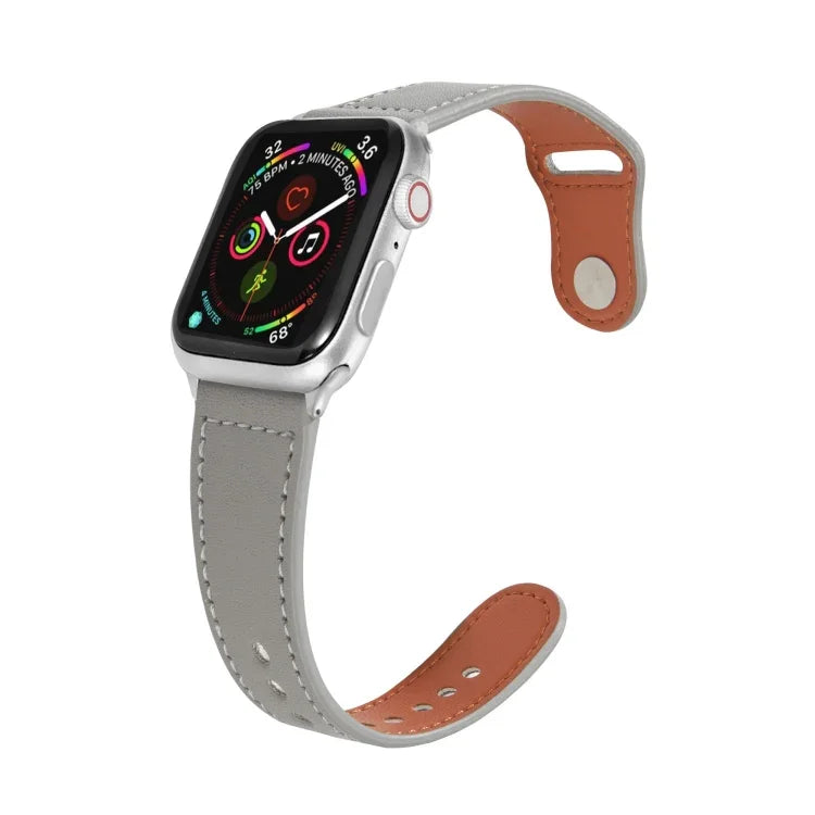 ネイルシルバーバックルレザーウォッチバンド Apple Watchシリーズ用、7 41mm / 6&SE&5&4 40mm / 3&2&1 38mm、7 45mm / 6&SE&5&4 44mm / 3&2&1 42mm