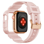 一体型カーボンファイバーパターンシリコンウォッチバンド Apple Watchシリーズ用、7 41mm / 6&SE&5&4 40mm / 3&2&1 38mm、7 45mm / 6&SE&5&4 44mm / 3&2&1 42mm