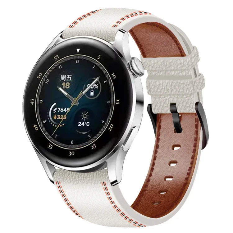 縫い糸本革ウォッチバンド Samsung Galaxy Watch 3 45mm用、Huawei Watch GT 3 46mm用