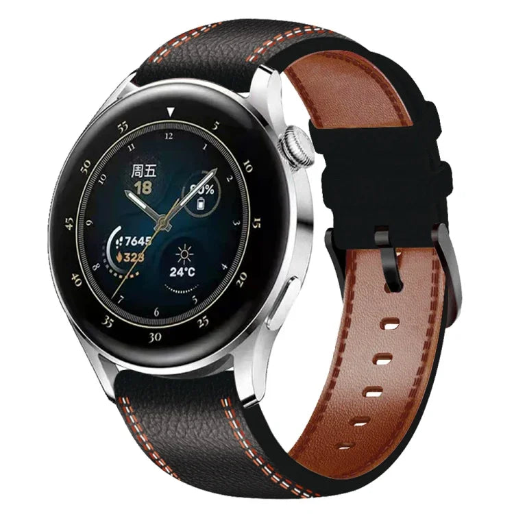 縫い糸本革ウォッチバンド Samsung Galaxy Watch 3 45mm用、Huawei Watch GT 3 46mm用