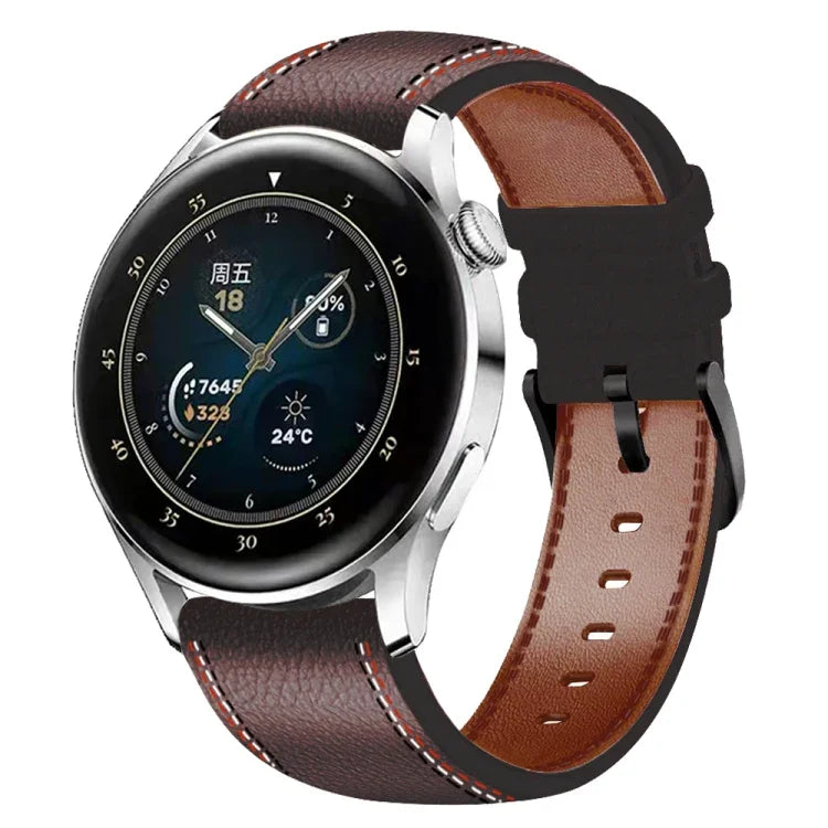 縫い糸本革ウォッチバンド Samsung Galaxy Watch 3 45mm用、Huawei Watch GT 3 46mm用