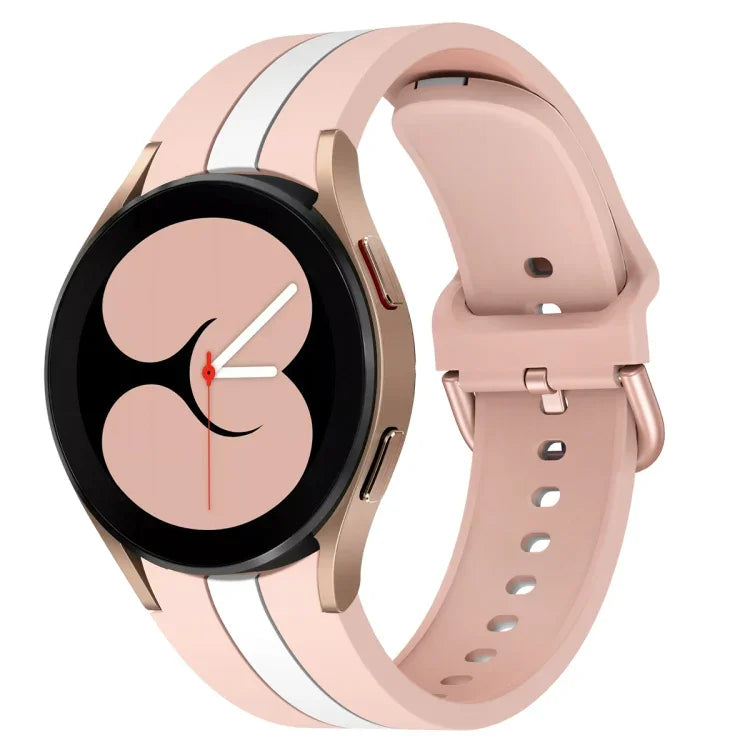 Samsung Galaxy Watch4 40/44mm / Watch4 Classic 42/46mm用 三本縦ストライプ 二色シリコンウォッチバンド
