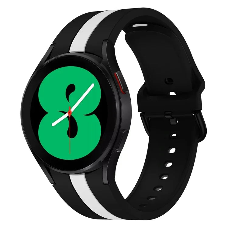 Samsung Galaxy Watch4 40/44mm / Watch4 Classic 42/46mm用 三本縦ストライプ 二色シリコンウォッチバンド