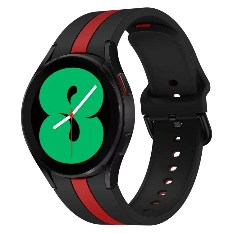 Samsung Galaxy Watch4 40/44mm / Watch4 Classic 42/46mm用 三本縦ストライプ 二色シリコンウォッチバンド