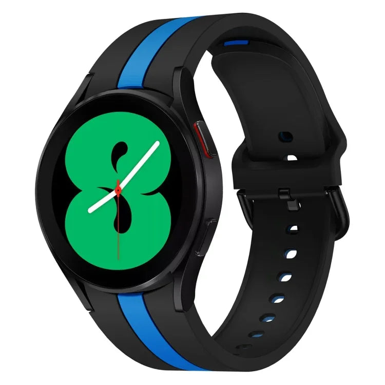 Samsung Galaxy Watch4 40/44mm / Watch4 Classic 42/46mm用 三本縦ストライプ 二色シリコンウォッチバンド
