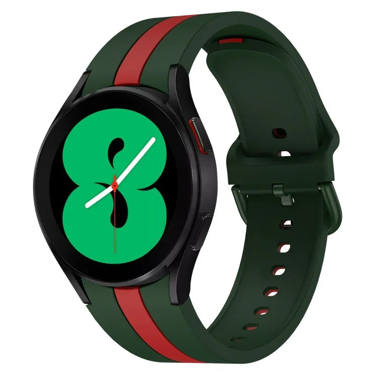 Samsung Galaxy Watch4 40/44mm / Watch4 Classic 42/46mm用 三本縦ストライプ 二色シリコンウォッチバンド