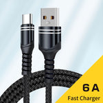 6A 編み込みスタイル USB充電ケーブル、ケーブル長：1m、USB-C / Type-C、マイクロUSB、8ピン