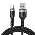 6A 編み込みスタイル USB充電ケーブル、ケーブル長：1m、USB-C / Type-C、マイクロUSB、8ピン