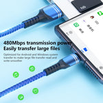 6A 編み込みスタイル USB充電ケーブル、ケーブル長：1m、USB-C / Type-C、マイクロUSB、8ピン
