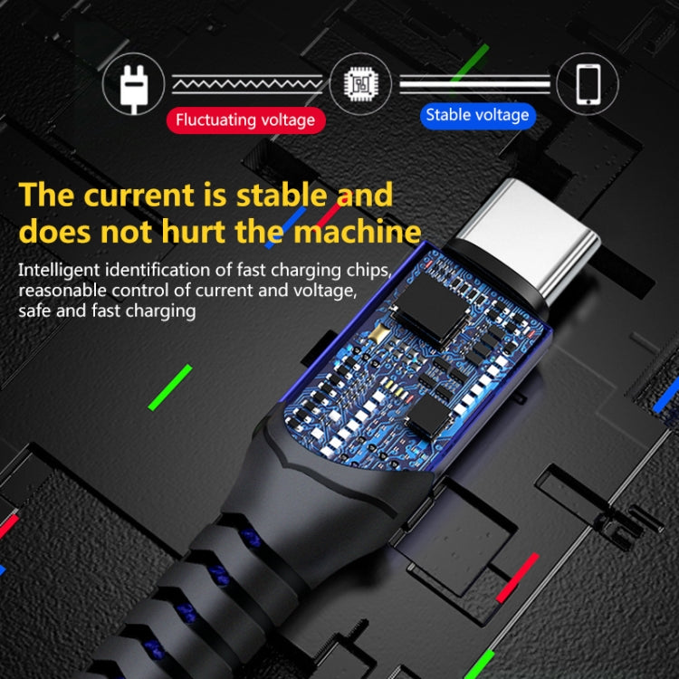 6A 編み込みスタイル USB充電ケーブル、ケーブル長：1m、USB-C / Type-C、マイクロUSB、8ピン
