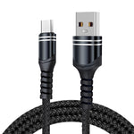 6A 編み込みスタイル USB充電ケーブル、ケーブル長：1m、USB-C / Type-C、マイクロUSB、8ピン