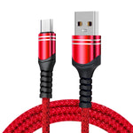 6A 編み込みスタイル USB充電ケーブル、ケーブル長：1m、USB-C / Type-C、マイクロUSB、8ピン