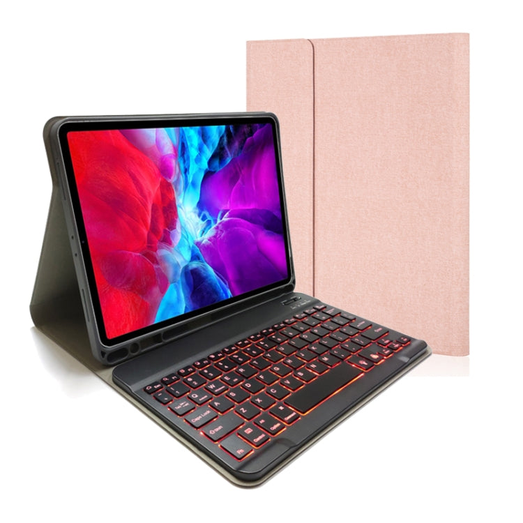 布地テクスチャー 着脱式 マグネット Bluetoothキーボード 横開き レザーケース iPad Pro 11 2020 / 2018用 ホルダー＆ペンスロット付き, RK11, RK11D バックライト