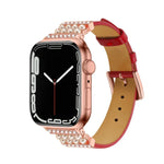 パールダイヤモンドレザーウォッチバンド Apple Watchシリーズ用、7 41mm / 6&SE&5&4 40mm / 3&2&1 38mm、7 45mm / 6&SE&5&4 44mm / 3&2&1 42mm