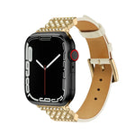 パールダイヤモンドレザーウォッチバンド Apple Watchシリーズ用、7 41mm / 6&SE&5&4 40mm / 3&2&1 38mm、7 45mm / 6&SE&5&4 44mm / 3&2&1 42mm