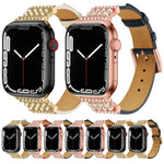 パールダイヤモンドレザーウォッチバンド Apple Watchシリーズ用、7 41mm / 6&SE&5&4 40mm / 3&2&1 38mm、7 45mm / 6&SE&5&4 44mm / 3&2&1 42mm