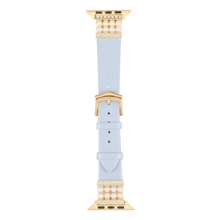 パールダイヤモンドレザーウォッチバンド Apple Watchシリーズ用、7 41mm / 6&SE&5&4 40mm / 3&2&1 38mm、7 45mm / 6&SE&5&4 44mm / 3&2&1 42mm