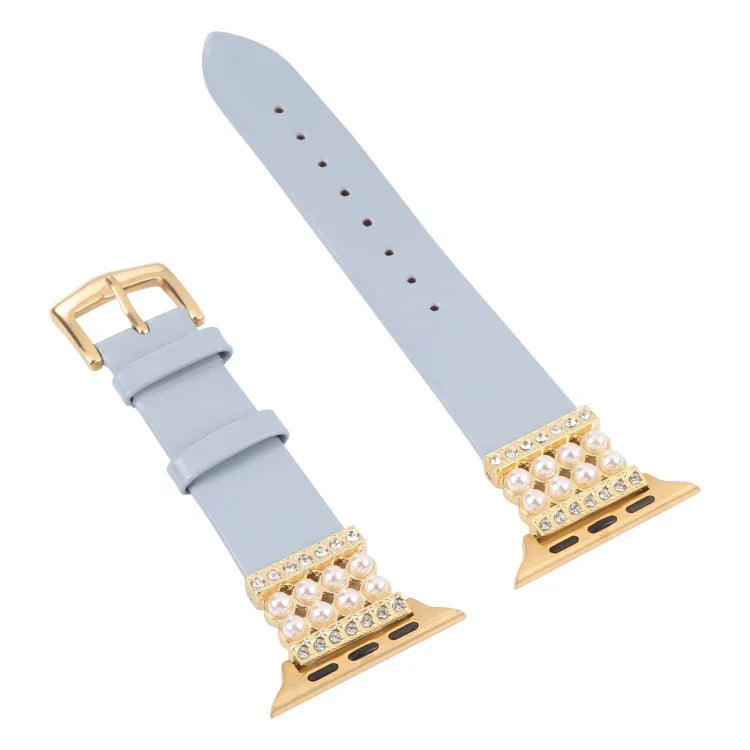 パールダイヤモンドレザーウォッチバンド Apple Watchシリーズ用、7 41mm / 6&SE&5&4 40mm / 3&2&1 38mm、7 45mm / 6&SE&5&4 44mm / 3&2&1 42mm