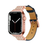パールダイヤモンドレザーウォッチバンド Apple Watchシリーズ用、7 41mm / 6&SE&5&4 40mm / 3&2&1 38mm、7 45mm / 6&SE&5&4 44mm / 3&2&1 42mm