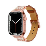 パールダイヤモンドレザーウォッチバンド Apple Watchシリーズ用、7 41mm / 6&SE&5&4 40mm / 3&2&1 38mm、7 45mm / 6&SE&5&4 44mm / 3&2&1 42mm