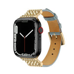 パールダイヤモンドレザーウォッチバンド Apple Watchシリーズ用、7 41mm / 6&SE&5&4 40mm / 3&2&1 38mm、7 45mm / 6&SE&5&4 44mm / 3&2&1 42mm
