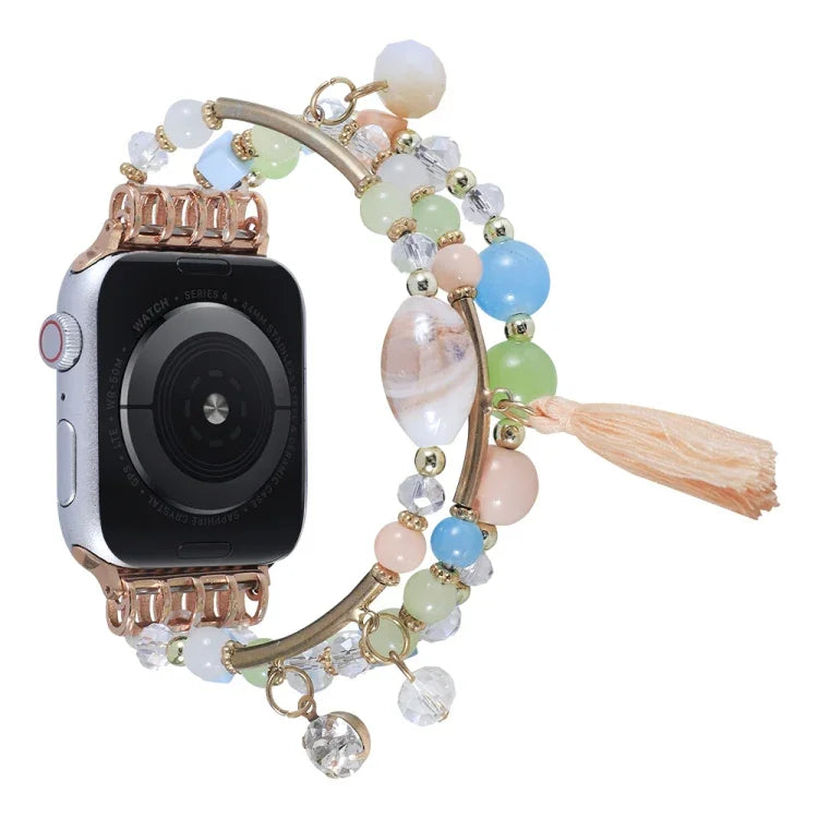 Round Bead Chain Watch Band For Apple Watch Series, 7 41mm / 6&SE&5&4 40mm / 3&2&1 38mm, 7 45mm / 6&SE&5&4 44mm / 3&2&1 42mm