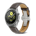 バタフライバックルステッチ 本革ウォッチバンド、Samsung Galaxy Watch4 20mm用、Huawei Watch GT 3 Pro 22mm用