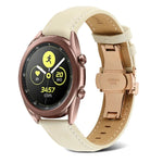 バタフライバックルステッチ 本革ウォッチバンド、Samsung Galaxy Watch4 20mm用、Huawei Watch GT 3 Pro 22mm用