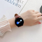 バタフライバックルステッチ 本革ウォッチバンド、Samsung Galaxy Watch4 20mm用、Huawei Watch GT 3 Pro 22mm用
