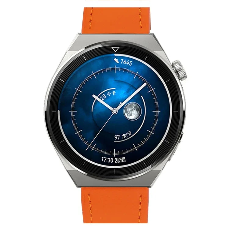 プレーン織り本革ウォッチバンド、Samsung Galaxy Watch4 20mm用、Huawei Watch GT 3 Pro 22mm用