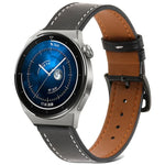 プレーン織り本革ウォッチバンド、Samsung Galaxy Watch4 20mm用、Huawei Watch GT 3 Pro 22mm用