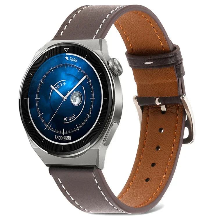 プレーン織り本革ウォッチバンド、Samsung Galaxy Watch4 20mm用、Huawei Watch GT 3 Pro 22mm用