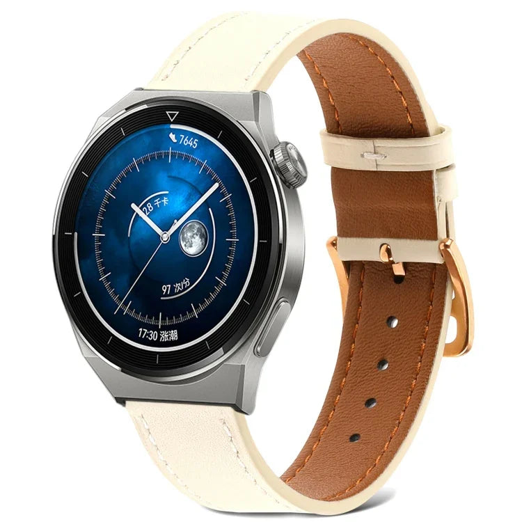 プレーン織り本革ウォッチバンド、Samsung Galaxy Watch4 20mm用、Huawei Watch GT 3 Pro 22mm用
