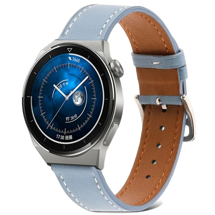 プレーン織り本革ウォッチバンド、Samsung Galaxy Watch4 20mm用、Huawei Watch GT 3 Pro 22mm用