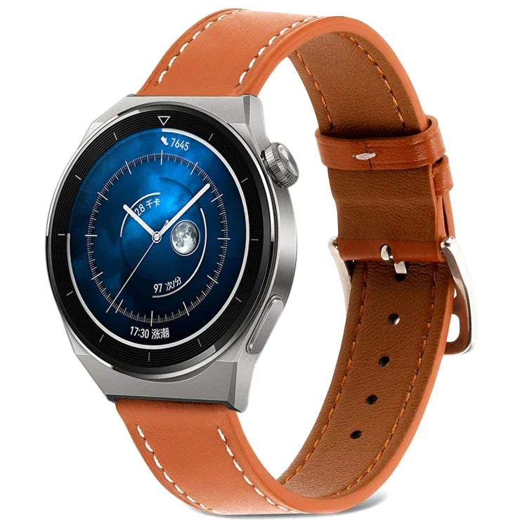 プレーン織り本革ウォッチバンド、Samsung Galaxy Watch4 20mm用、Huawei Watch GT 3 Pro 22mm用